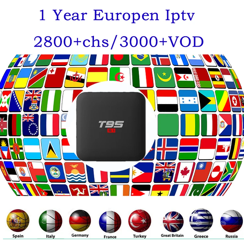 IP ТВ Испания Android 7,1 ТВ коробка 2GB16GB Италия арабский французский Пособия по немецкому языку Нидерланды Польша Бельгия Швеции подписки m3u mag250 T95s1
