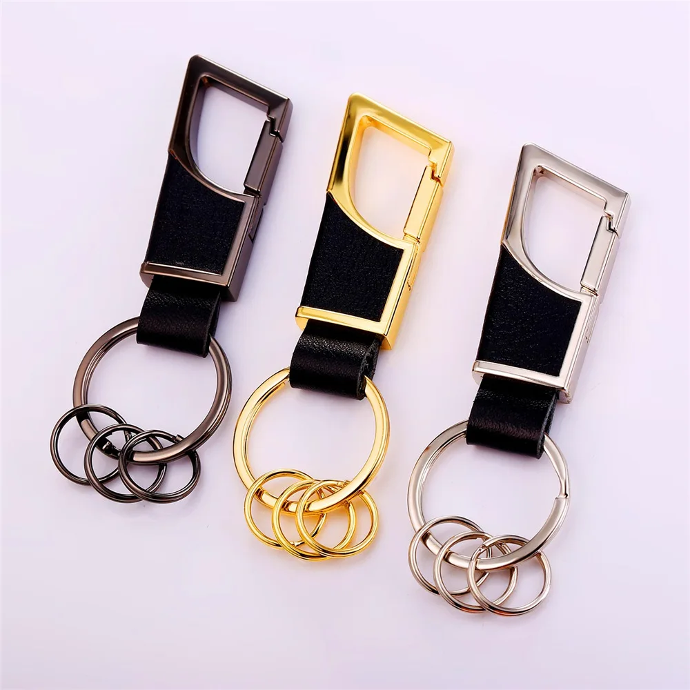 Цепочка для ключей и кольца мужчин держатель из натуральной кожи золотой цвет в