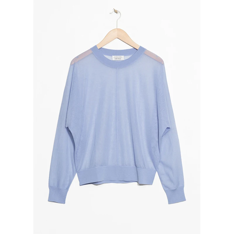 Darcydebie Women Fashion Casual O neck Full Sleeve transparent Pullovers Blue/Green Knitted Sweater | Женская одежда