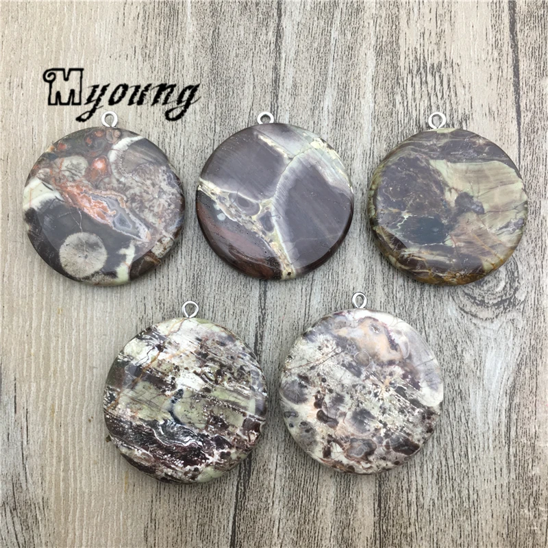 Круглые коричневые Подвески Crazy agats Slice подвески из натурального камня для