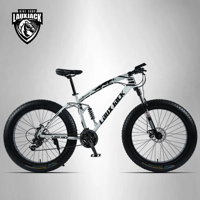 LAUXJACK Горный велосипед Фэтбайк 26&quot х 4.0 колеса SHIMANO 24 скорости двухподвесная