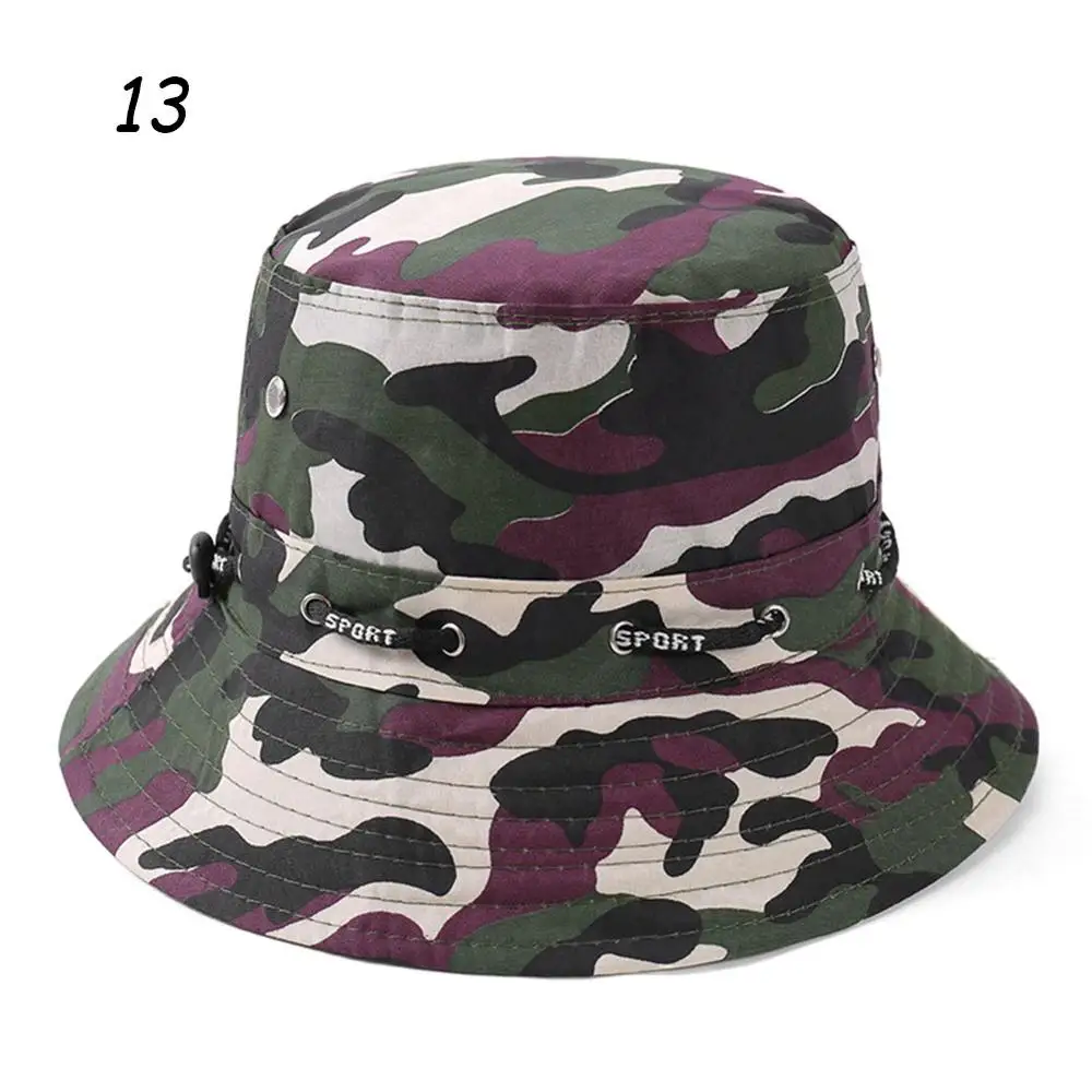 13 Jungle Camo Sparsil Мужская Солнцезащитная летняя кепка с регулируемой застёжкой в виде рыбы женская модная Цветочная дышащая пляжная Крышка для бочки Двусторонняя носимая шапка - Цвет: 13 Jungle Camo