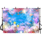 Декорационные задники с рисунком маленькая русалочка под на морском дне c автоматическим Caslte кораллы Ариэль принцесса фон для фотосъемки с изображением маленьких вечерние фон для фотосъемки на день рождения