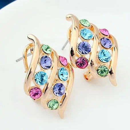 

New Statement Bijoux Crystal From Austria Stud Earrings For Women Love Earring Birthday Gift Brincos De Festa Ear Jewelry