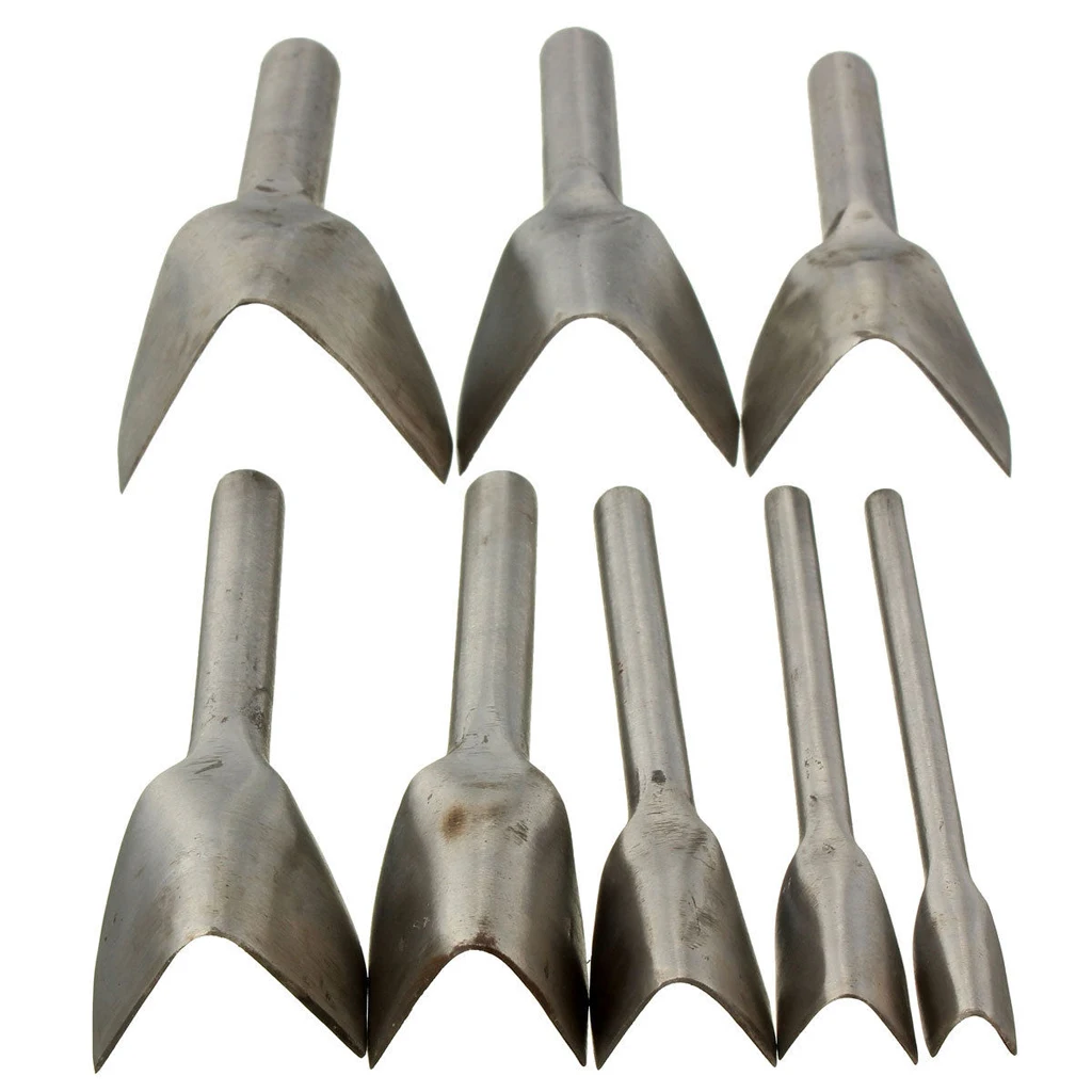 

8Pcs Leather Craft V-shaped Cutter Punch Strap Tools Belt Wallet End DIY