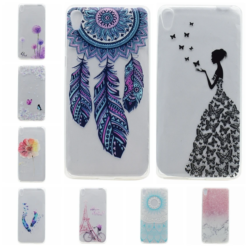 Fundas цветок ультра тонкие Мягкие TPU геля кремния Ясно Назад телефона чехол для Sony E5