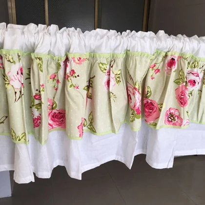 2.W150 X 42 drop cm Цветочная кружевная полузатемненная занавеска для кухонного окна белая отвесная занавеска для кафе и двери - Цвет: 2.W150 X 42 drop cm