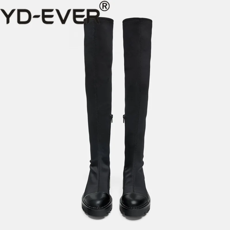 YD EVER осенняя новая обувь женские модные брендовые высокие сапоги эластичные