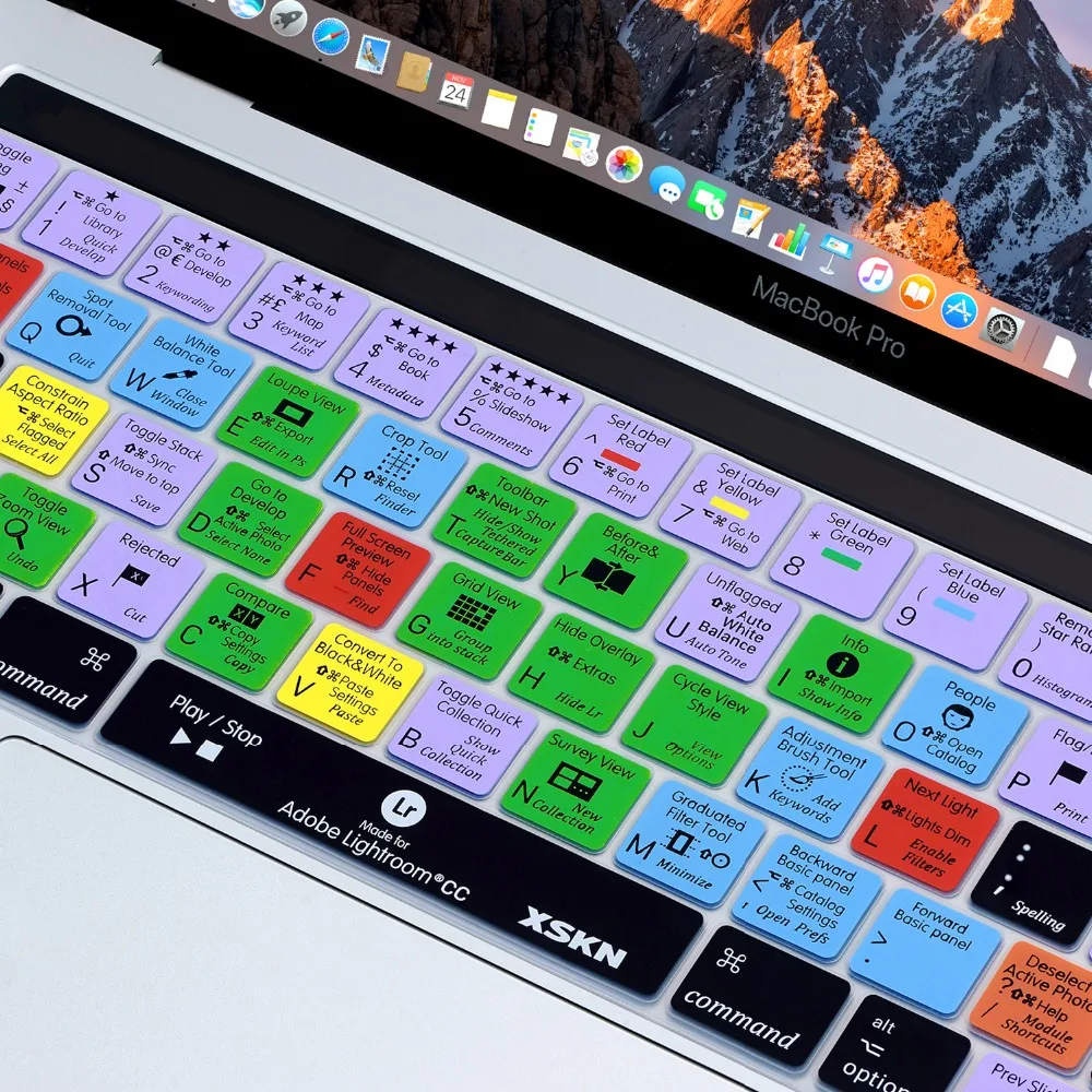 Чехол XSKN для клавиатуры lighroom Classic/CC Touch Bar MacBook Pro 13 A1706 A1989 A2159 15 A1707 A1990|for macbook pro|for