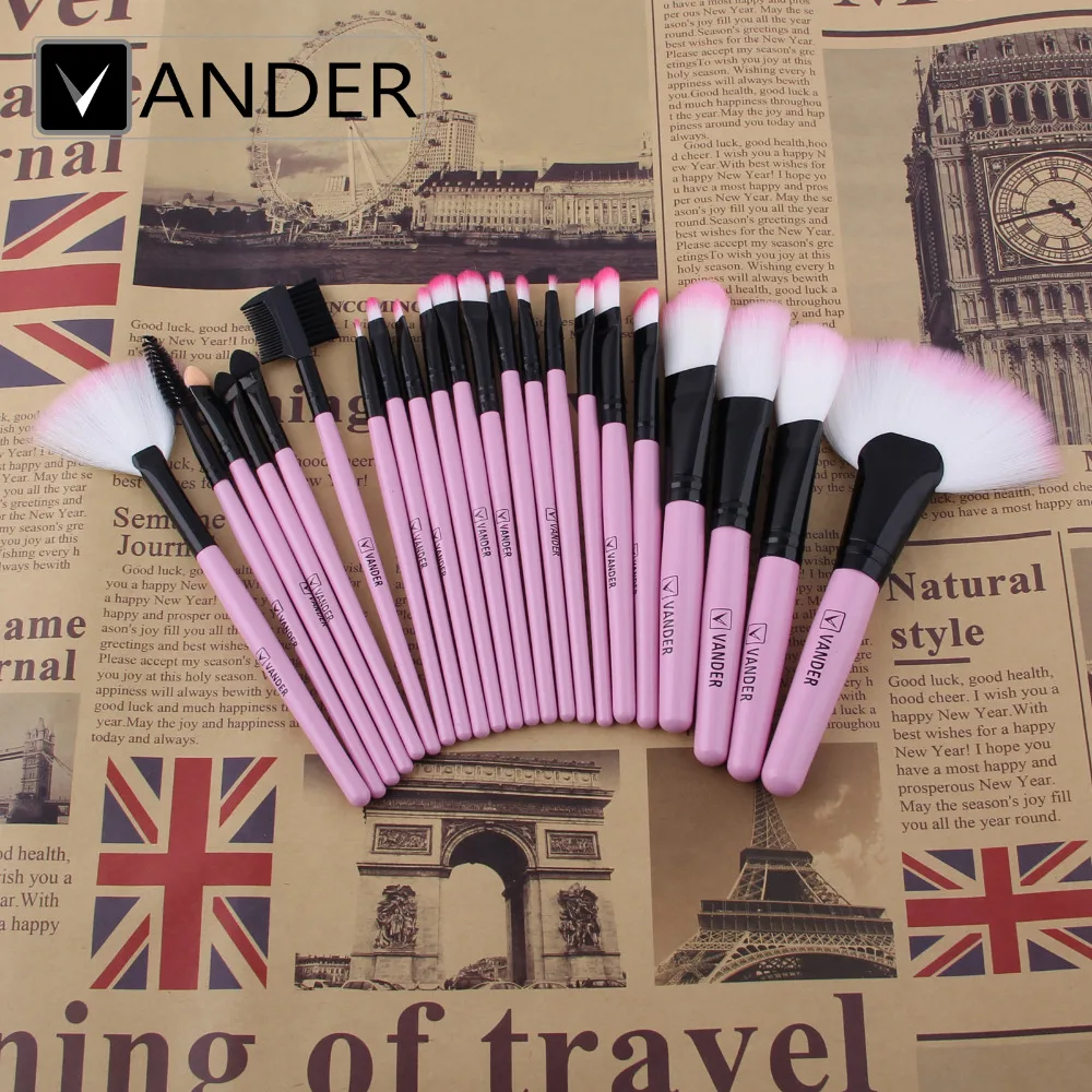 Профессиональный набор кистей для макияжа 22 шт. мягких розовых теней бровей +