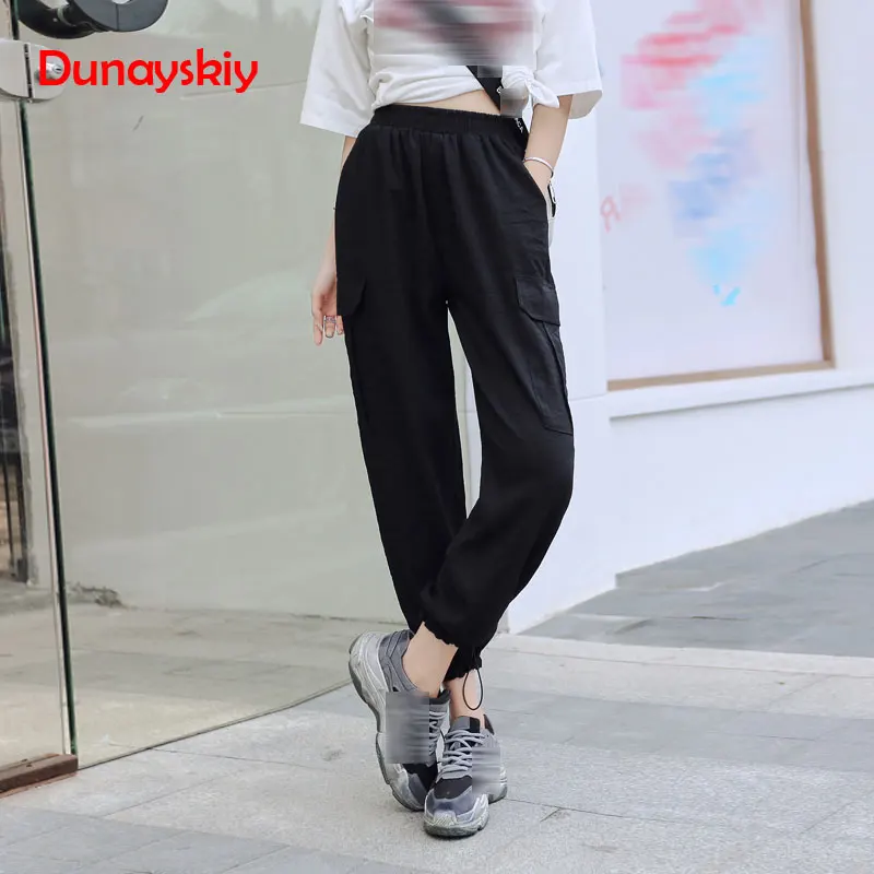 2020 брюки карго с боковыми карманами для девочек военные армейские зеленые