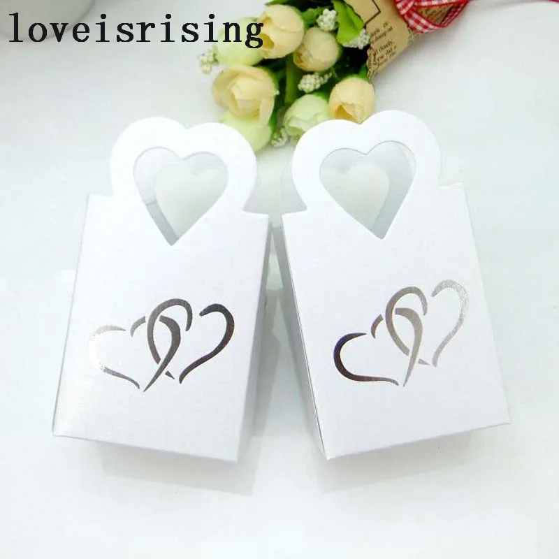 100 шт./лот белые/розовые цвета креативные конфетные коробки с сердечками для