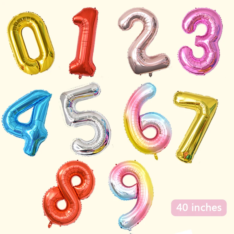 

Sale 1PC Black 40 Inch Number Blue Red Rose Red Birthday Party Foil Balloons Rose Golden Celebration Party Decoration