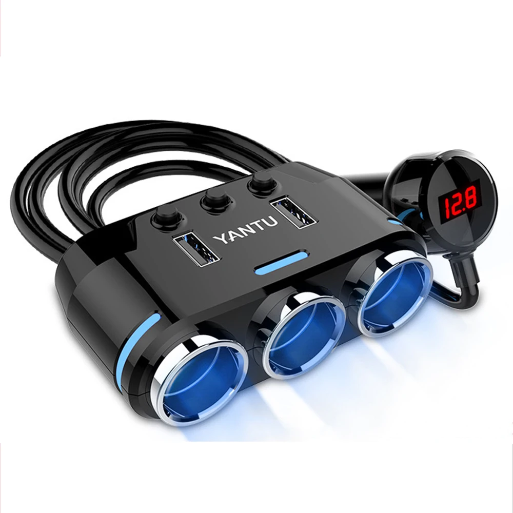 3 отверстия 12-24V устройство для автомобиля с двумя портами USB Зарядное Мощность