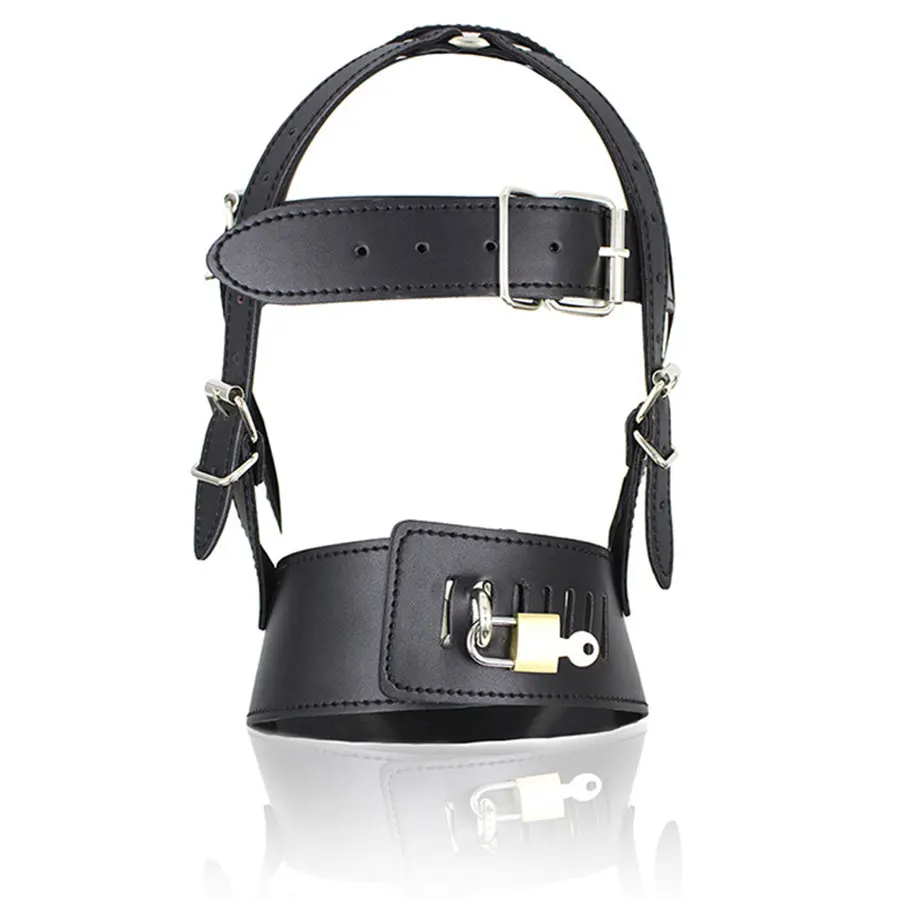 Молния рот бондаж маска кожаный головной убор БДСМ ограничения интимные товары SM