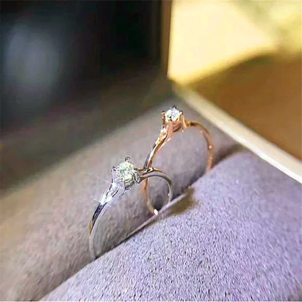 Женское кольцо с цирконом Boho маленькое серебряное цвета розового золота