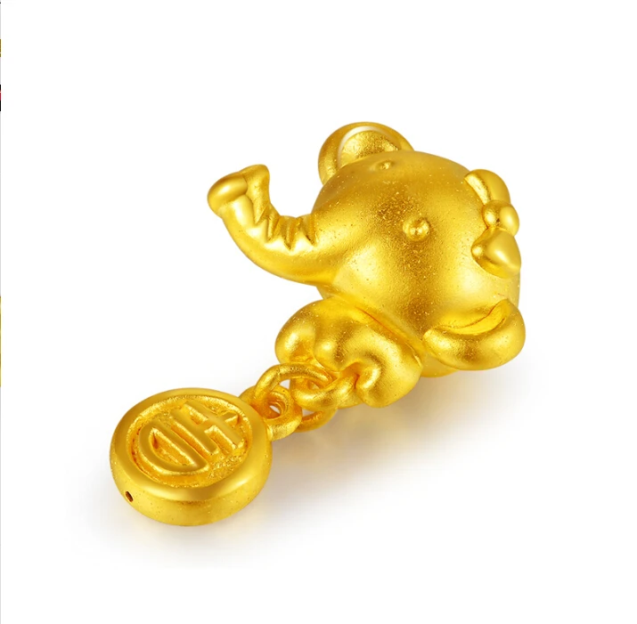 

New Craft Pure 24k Yellow Gold Elephant Fu Pendant 1.75g