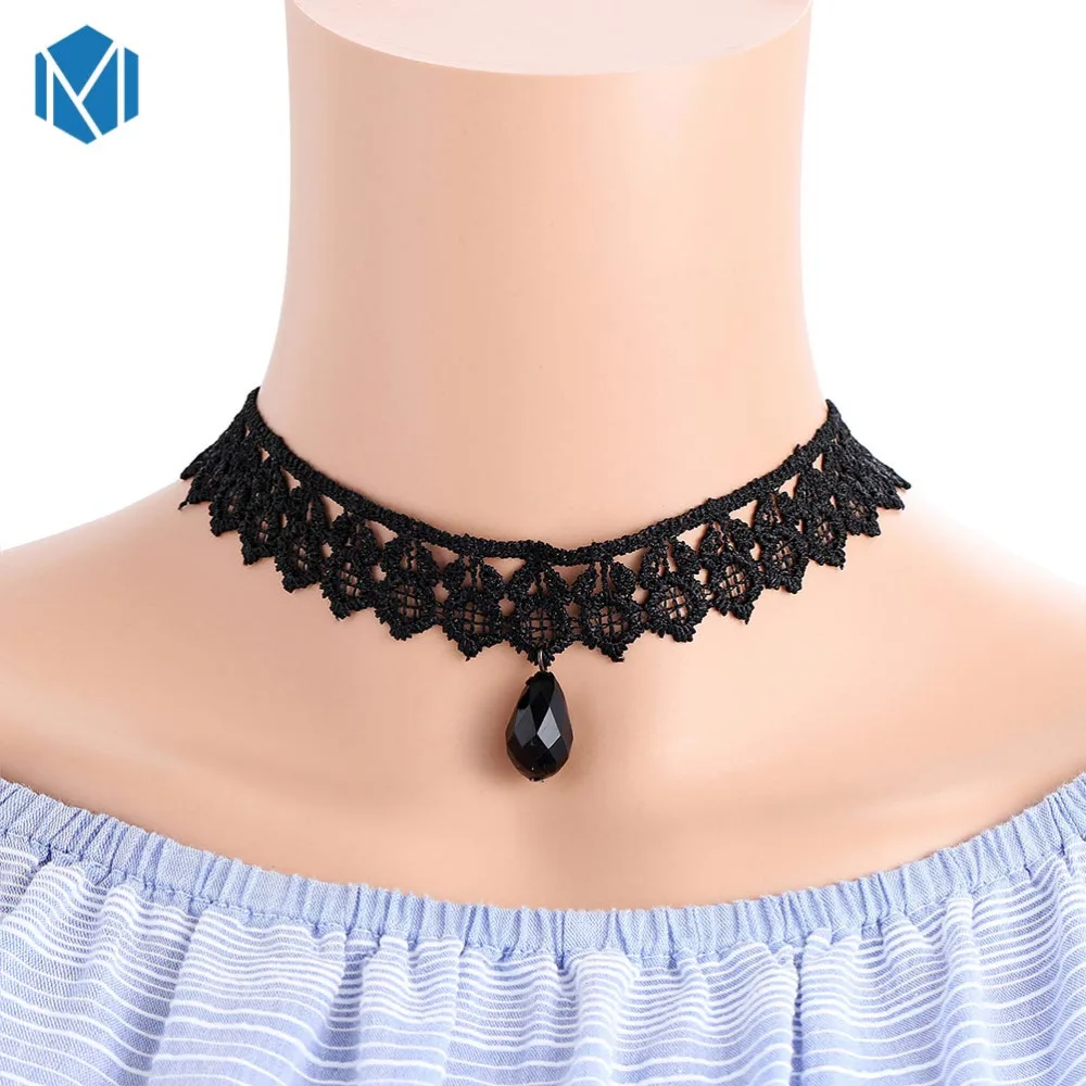 MISM New 4 Pcs/Set Crystal Choker Pearl Necklace Women Retro Collier Femme Velvet Layered Black Lace Jewelry Lady Kolye | Украшения и