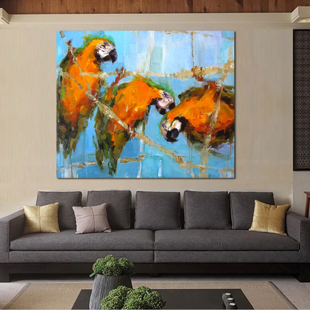 JQHYART Limey Miami Parrot украшение на стену живопись маслом печать холсте картины для