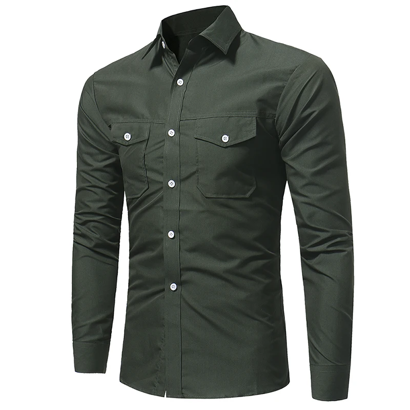 Мужская рубашка брендовая 2018 мужская большого размера с длинным рукавом