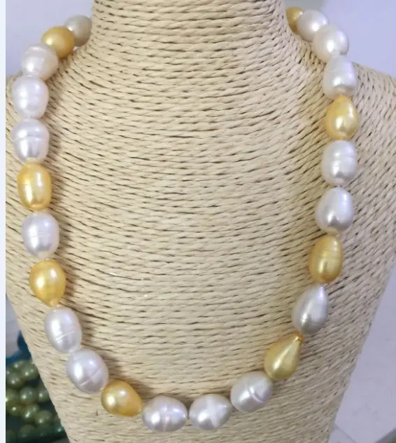 Classicc12 13mm барокко Южное море белого золота жемчужное ожерелье 18inch925silver|Ожерелья| |