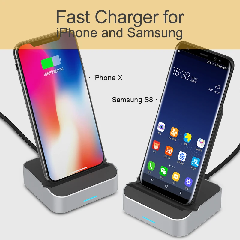 Hensarne Qi Беспроводное зарядное устройство для samsung Galaxy S9 S8 модная Подставка зарядки