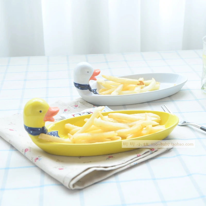 

Stay Meng duck French fries dish creative children's cartoon breakfast dishes with small plates featuring KTV ceramic dishes