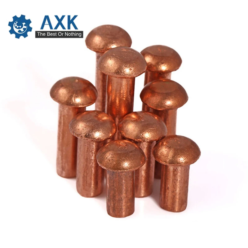 

200Pcs GB867 M3*L Copper Rivet Pan Head Solid Rivets Brass Half Round Solid Rivet Cap Nail 4-20mm Length 3mm Diameter