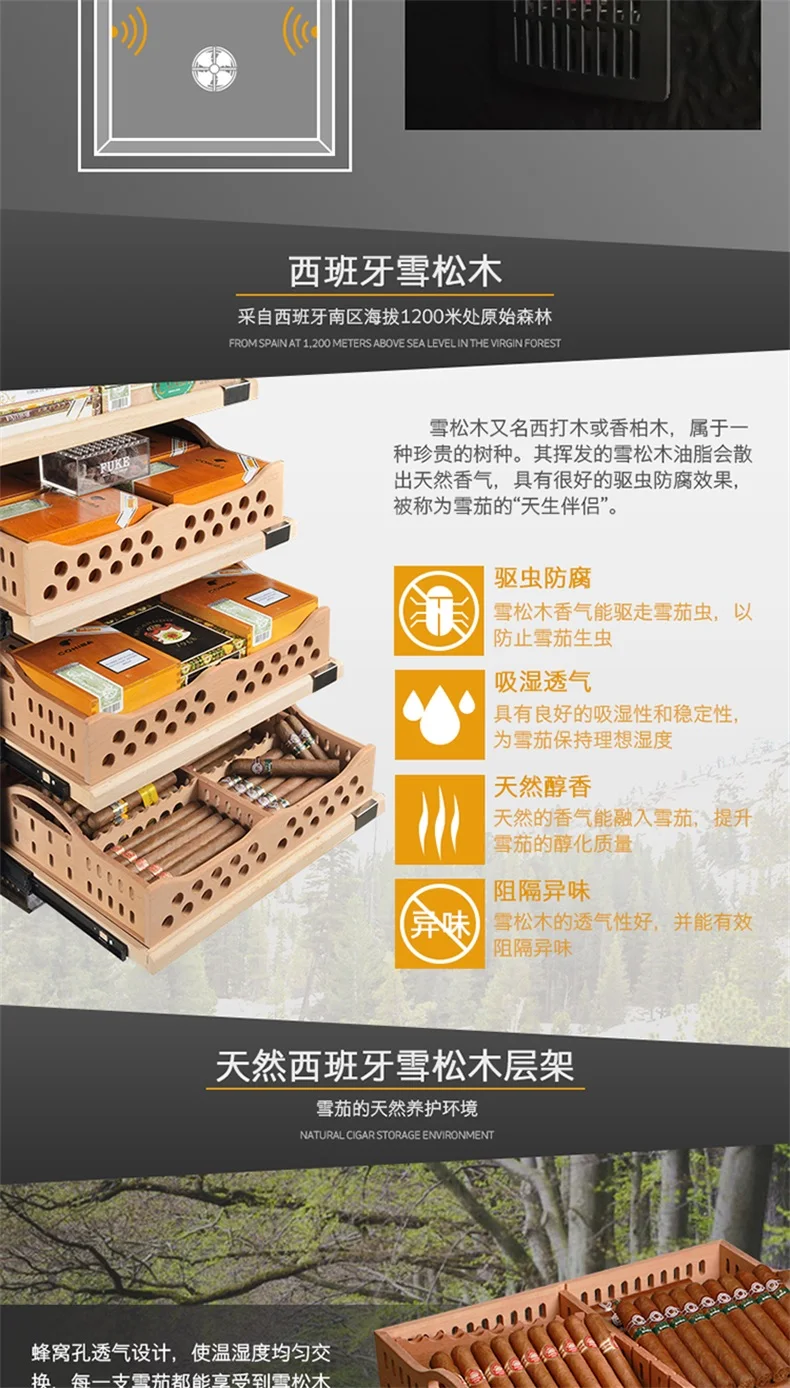 FUKE шкафчик для хранения сигар "humidor" Роскошная светодиодная подсветка humidor роскошный сигарный шкаф винный шкаф сигарный винный охладитель FK-28CW5
