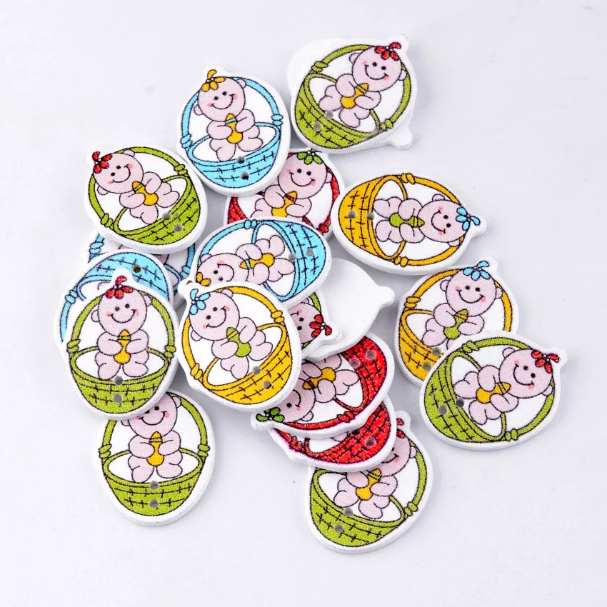 Бесплатная доставка розничная продажа 10 шт. смешанные 2 отверстия мультяшная