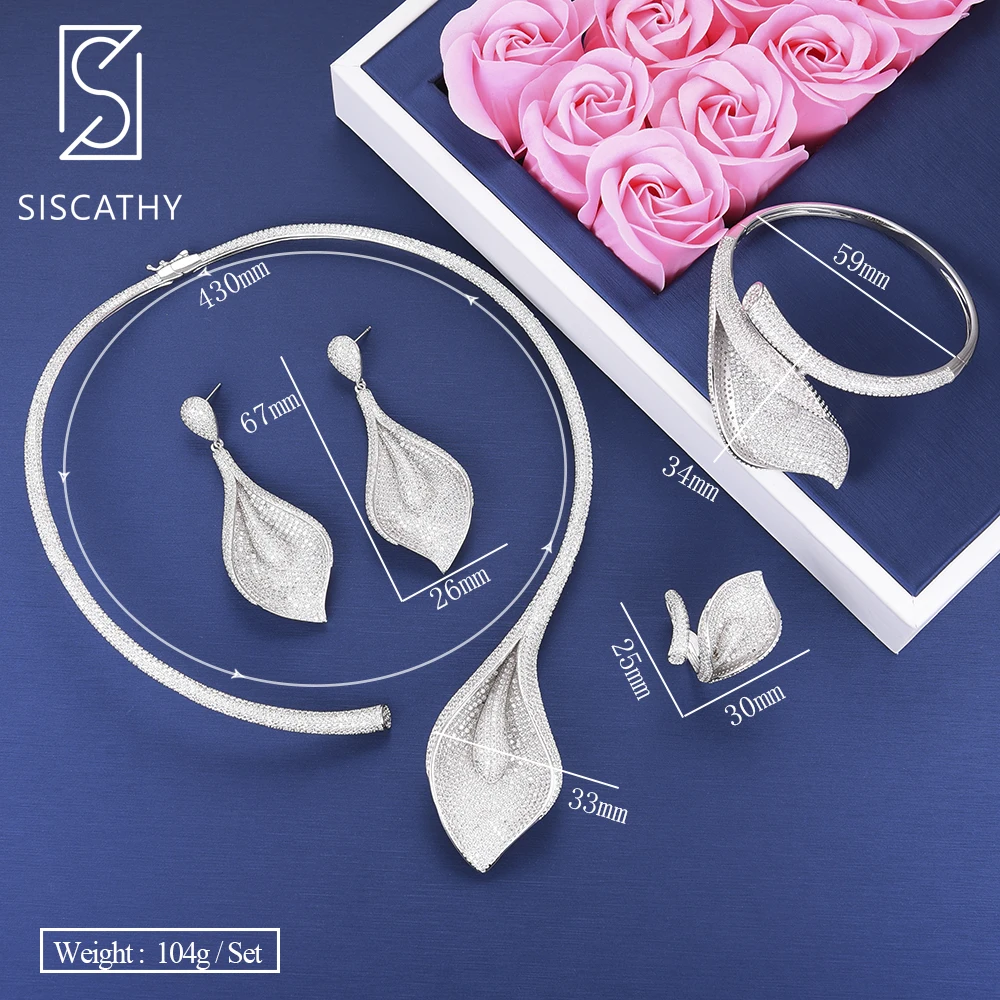 Женский Свадебный комплект SISCATHY роскошное ожерелье с кубическим цирконием в