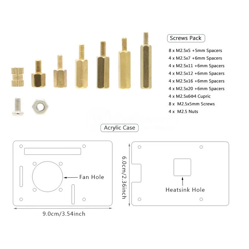 Универсальный Корпус для шляпы Raspberry Pi + противоударные зажимы винты гайки набор