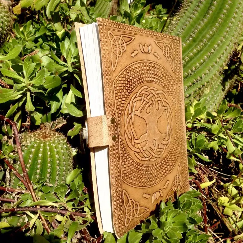 Дневник из натуральной козьей кожи ручная работа тиснение с волшебными двумя