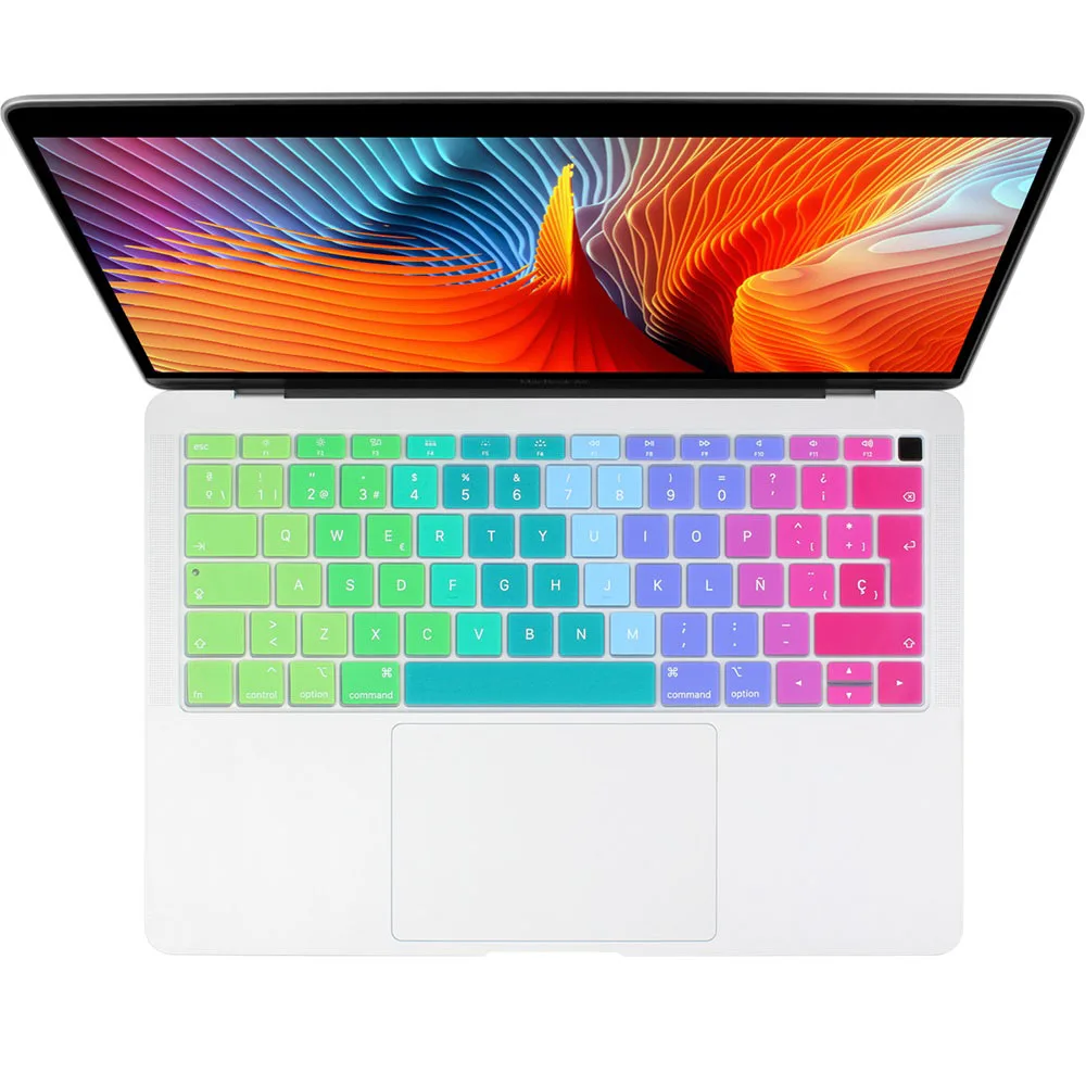 Gradient rainbow ЕС введите испанскую накладка на клавиатуру стикер для Macbook Air 13 с сенсорным ID A1932 тоньше защитная обложка для клавиатуры - Цвет: Gradient rainbow