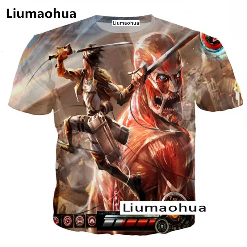 L'ultima estate di Liu maohua футболка allentata с рисунком аниме attacco Titan stampa 3D camicia casual