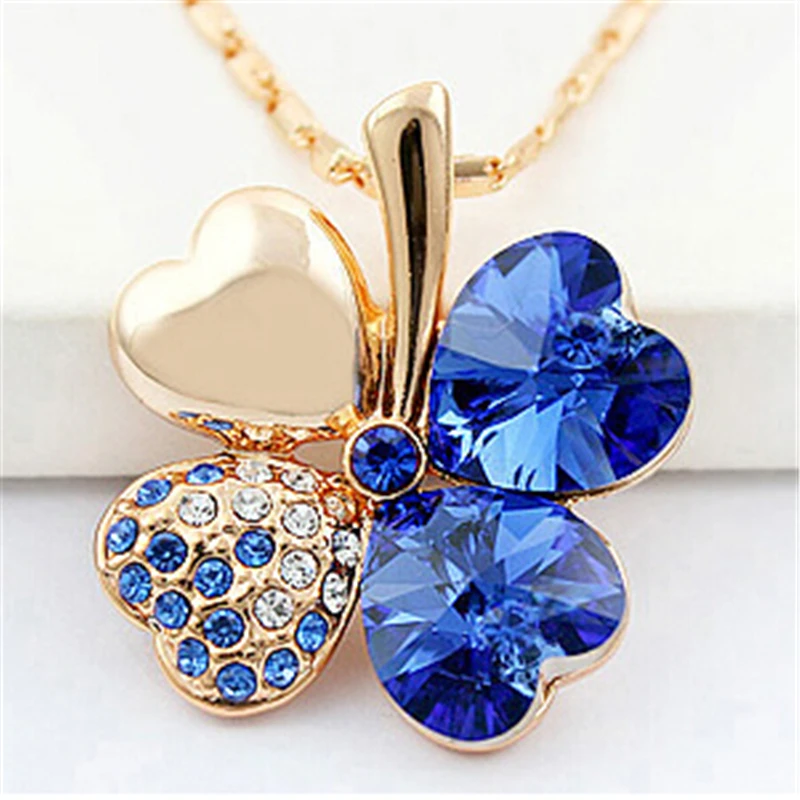 Четыре Листа Клевера Ожерелья Подвески Кристалл с Элементами swarovski 18 К