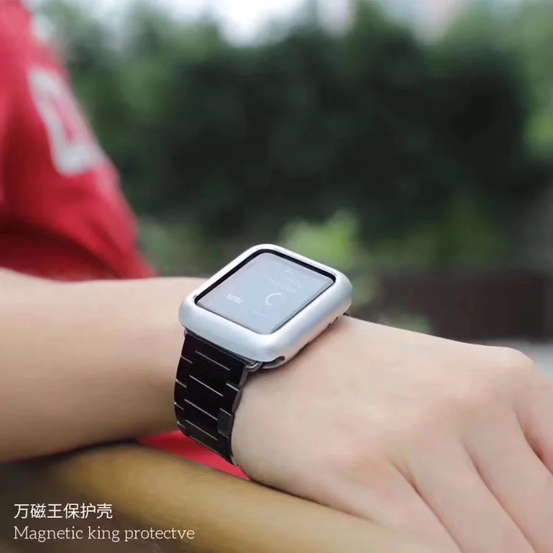 Алюминиевый магнитный металлический защитный чехол для Apple Watch чехол 44 мм 40 мм 42 м защитный чехол s для iWatch чехол металлическая рамка