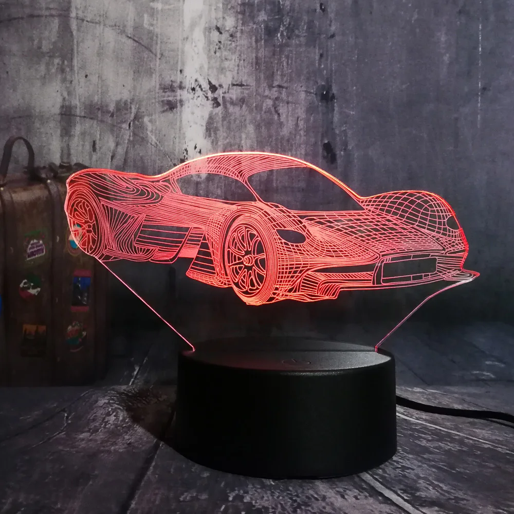 Новинка, стильный современный автомобильный 3D светодиодный ночник Feerrari, 7 цветов, сменный сенсорный Настольный светильник для дома, вечерние, декор для мальчиков, подарок на день рождения