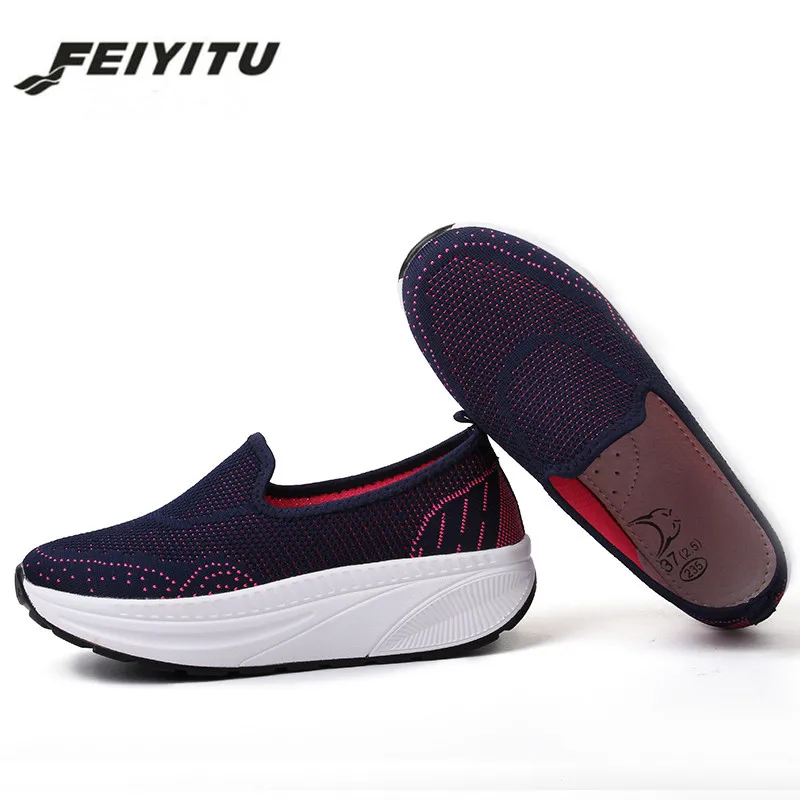 Женские модные кроссовки FeiYiTu больших размеров 35 42 для весны и лета 2018 сетчатые