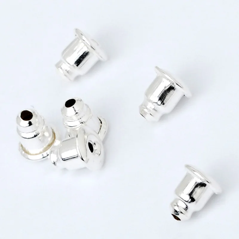 Посеребренные заглушки для сережек задней крышки 6x5 мм 100 шт./лот Оптовая продажа