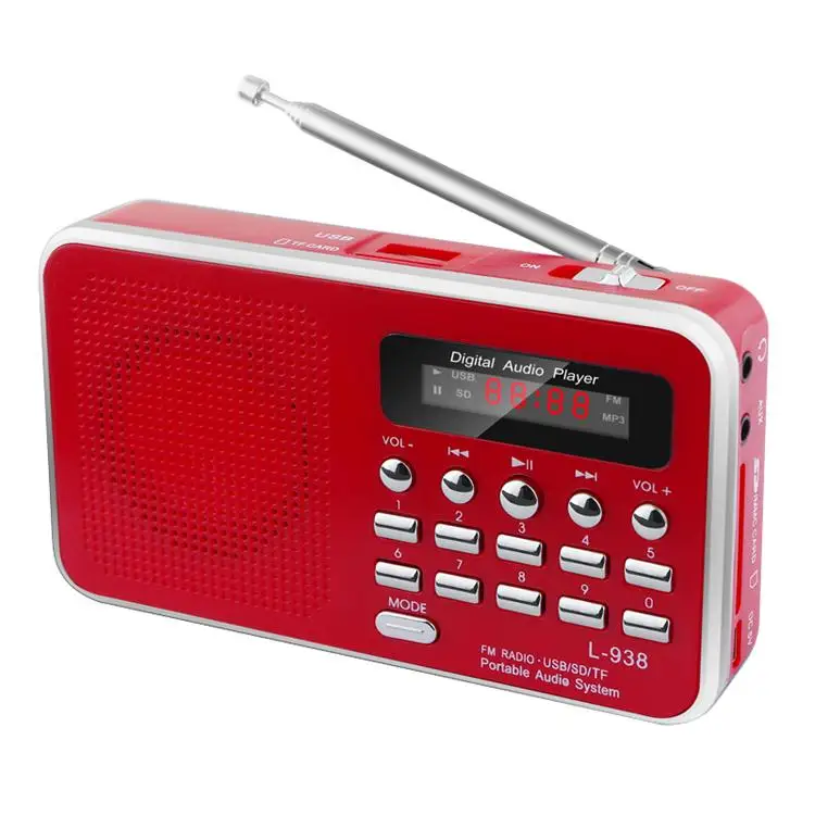 Red L-938 цифровой fm-радио портативный FM dab радио Radyo медиа динамик MP3 музыкальный плеер Поддержка TF карта USB накопитель с светодиодный дисплей - Цвет: Red