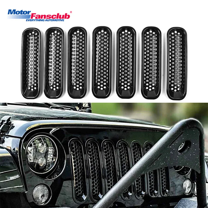 7 шт. гоночный автомобиль решетка для Jeep Wrangler Jk гриль 2007 2015 АБС радиатор черный