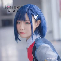 darling in the franxx 015 cosplay wigs ichigo wigs 25cm short blue synthetic hair perucas cosplay wig wig cap