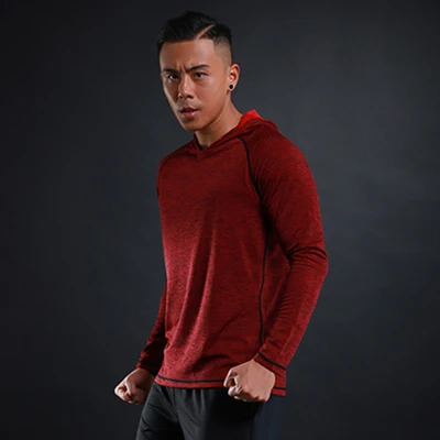 men red Мужская и женская спортивная куртка для бега, занятий йогой, фитнесом, тренировками, тренировочными костюмами, дышащие быстросохнущие толстовки с капюшоном - Цвет: men red