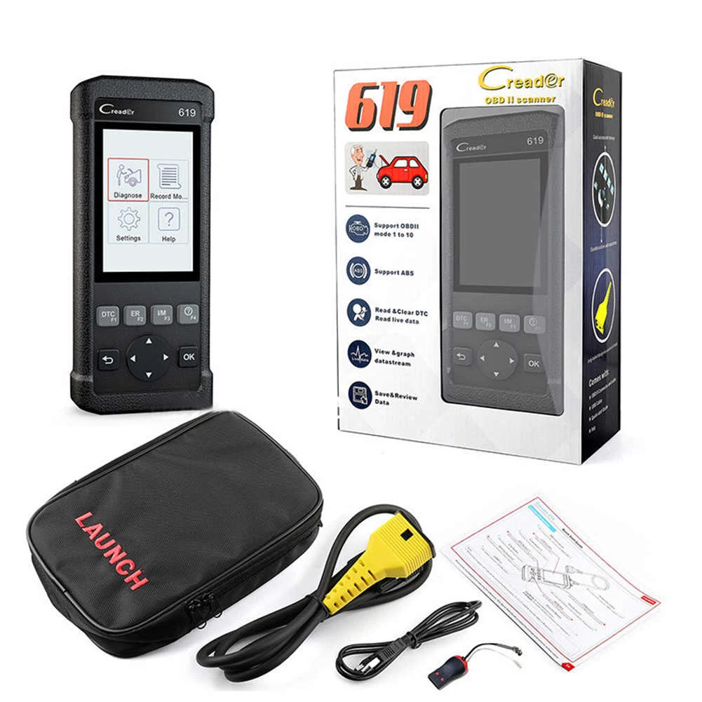 Аксессуары для автомобиля OBD2 сканер CR619 двигателя антиблокировочная система тормозов система пассивной безопасности O2 Сенсор мониторинга Creader инструмент ODB2 Автомобильный Диагностический прибор OBD 2 Автомобильный сканер