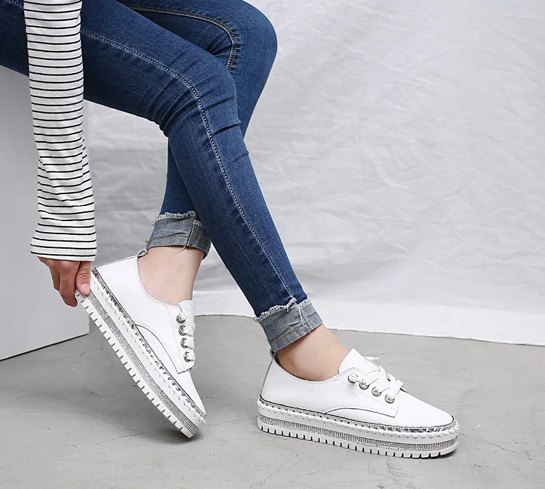 2019 женские кроссовки на платформе женская прогулочная обувь из натуральной кожи