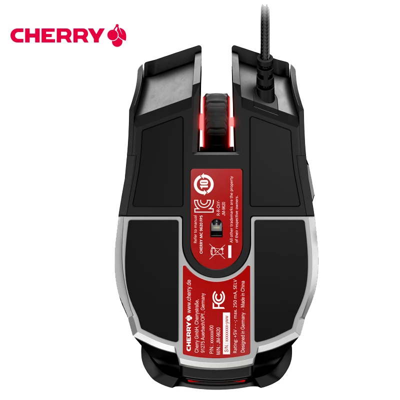 Оригинальная проводная мышь CHERRY CM9620 Esport, игровая оптическая мышь 16,7 миллионов RGB, регулируемая 12000 точек/дюйм, 9 программируемых кнопок