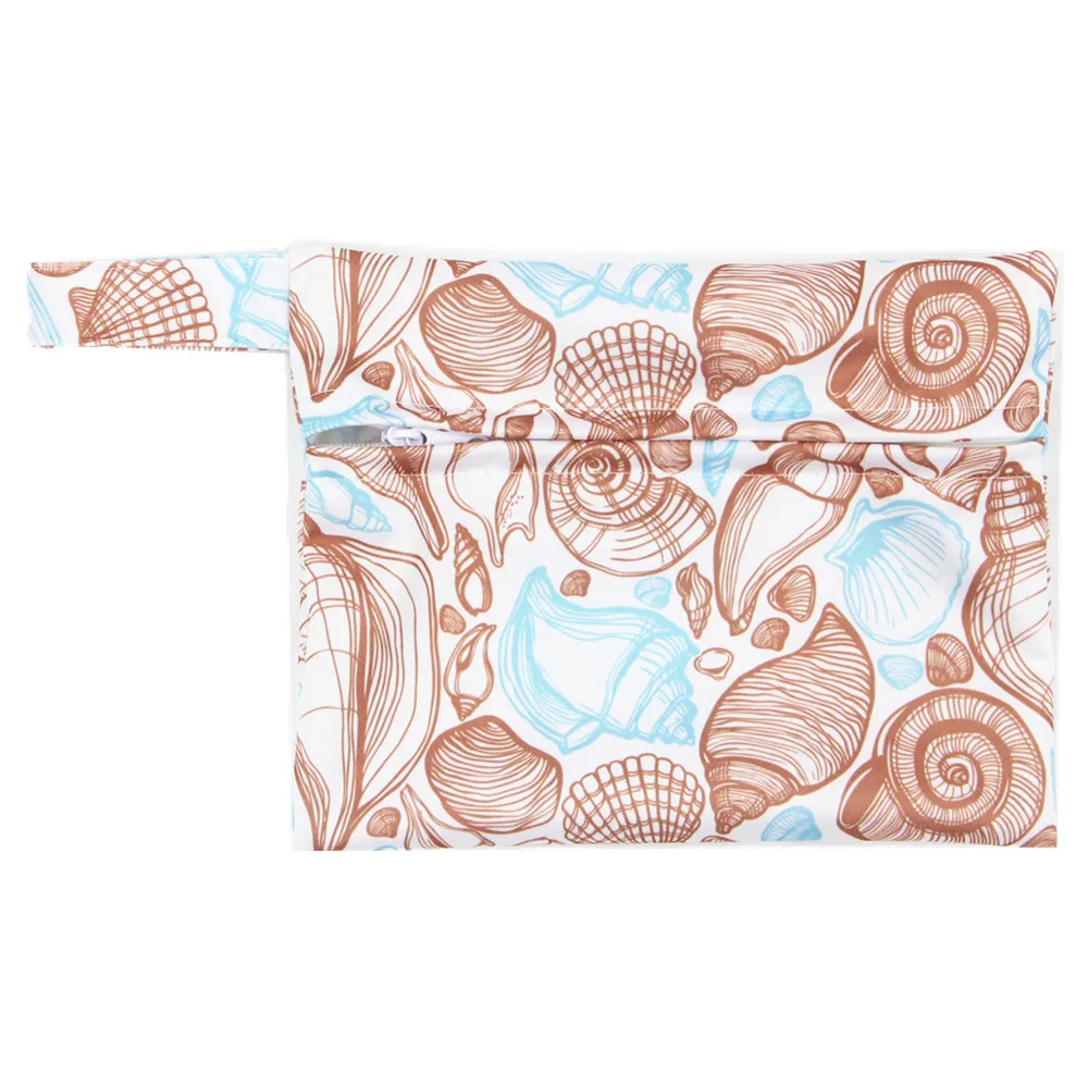 6pcs Portable Waterproof PUL Wet Bag for Menstrual Pads Cloth Sanitary Pads Bag with Snap Handle Printed Bag