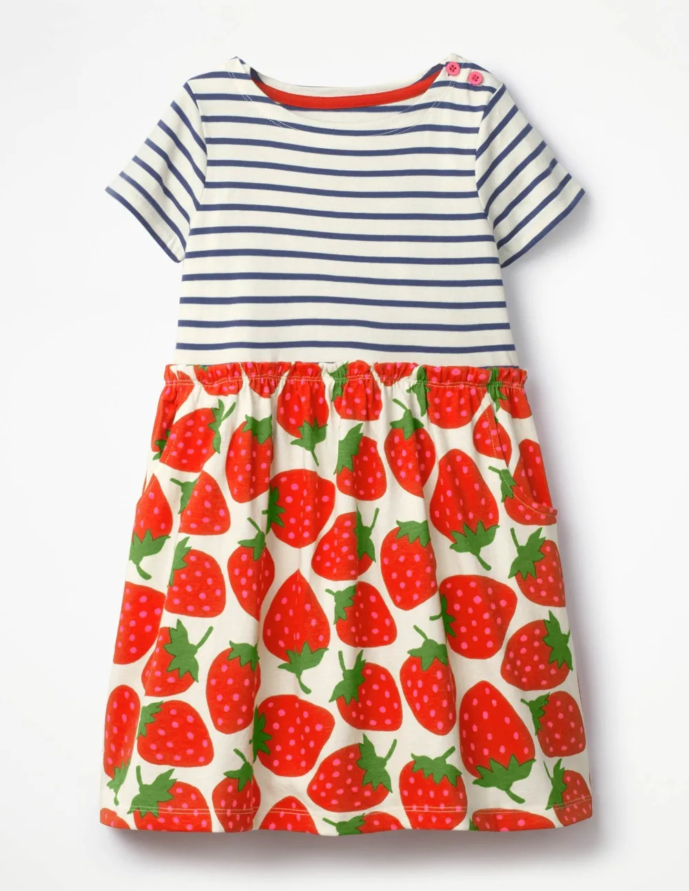 Летнее платье в полоску для девочек 2018 Брендовые платья маленьких туника с