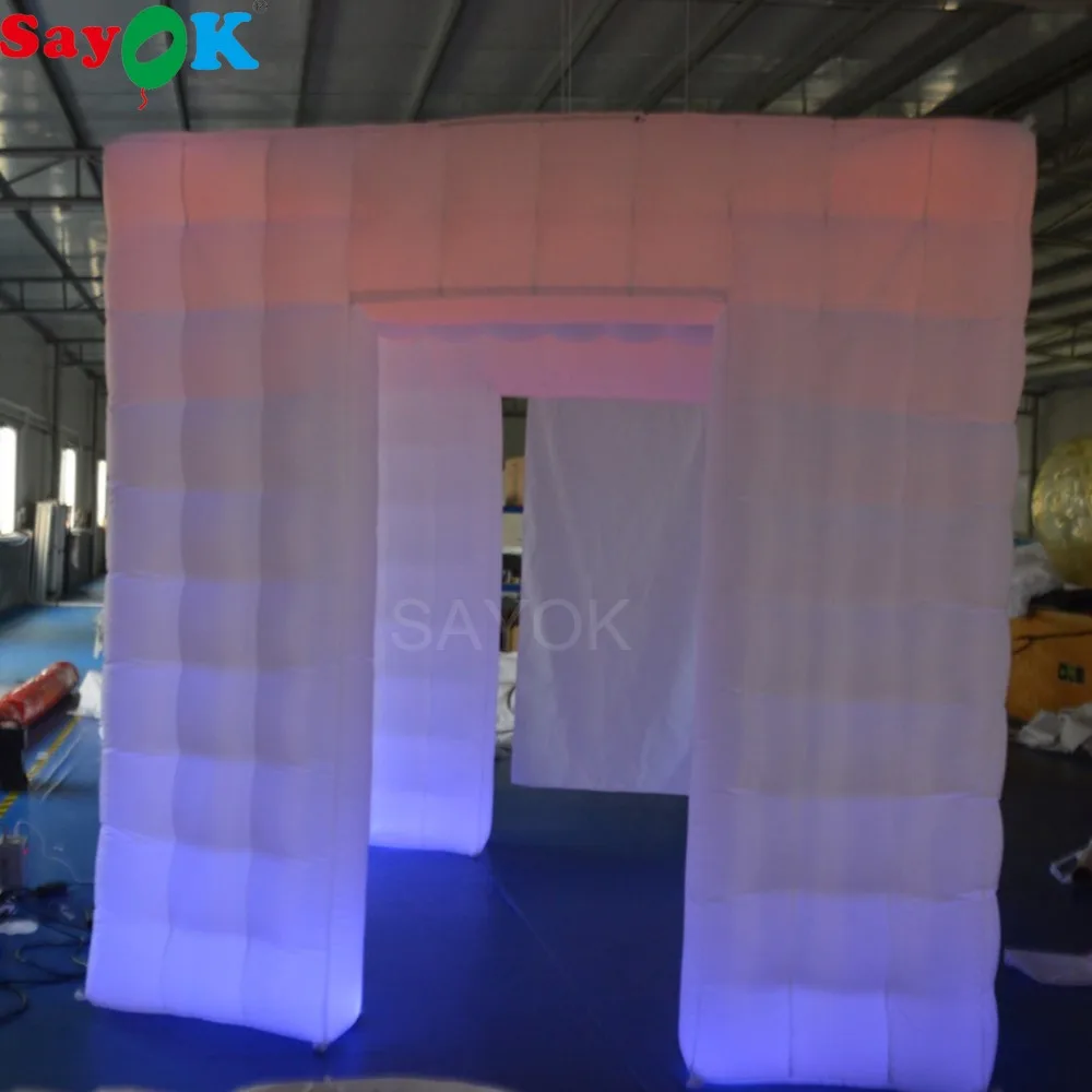 Sayok 2,5 м портативный надувной фотостенд 3 двери светодиодный кубический тент с 17 цветов меняющие огни для свадебной вечеринки реквизит